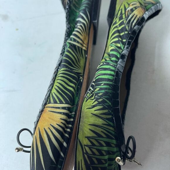 Sam Edelman Felicia tropical prints ballerina flats  black leather trim SZ8M - Picture 6 of 10